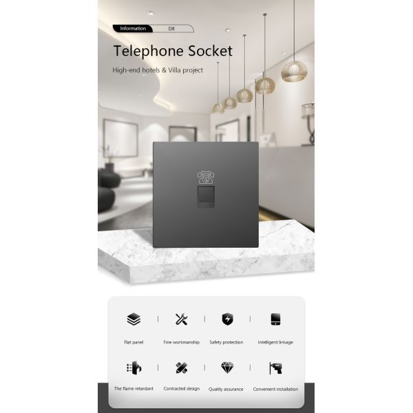 Vertical conjoined Multimedia Wall Socket , Big module Rj11 Phone Socket