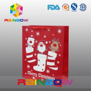 Best Red Customized Paper Bags Christmas Gift Bag With Red Rope / Cute Printed wholesale