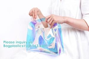 China Glitter Custom PVC Laser Clear Holographic TPU Cosmetic Makeup Bag,Hologram Holographic handle Zip Cosmetic Makeup Bag on sale