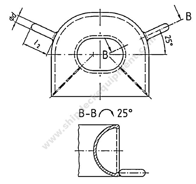 DIN 81915 Type D Deck Mounted Cast Steel Horn Chock | Ship Mooring and Towing