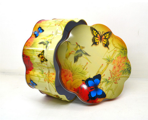 Customized Flower Shaped Tin Container , Safe Food Storage Containers