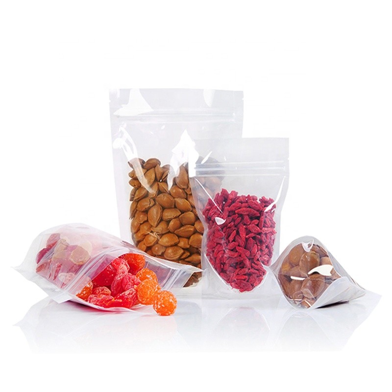 Resealable k Doypack Stand Up Pouch Clear Transparent Plastic Packaging Bag With Zipper