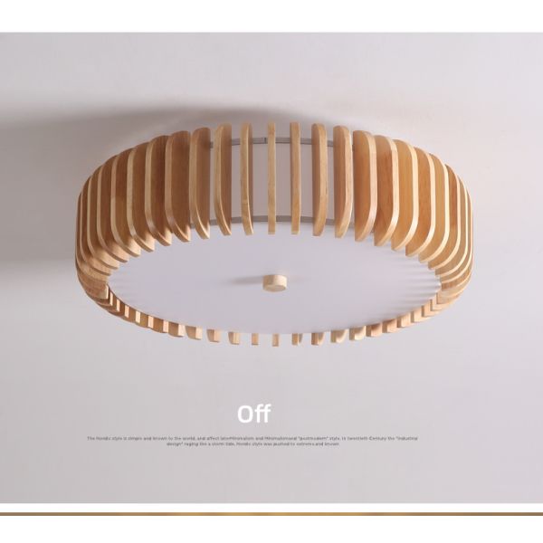 Modern Natural Wooden Ceiling Lamp for Bedroom Rubber Round Wooden ceiling lamp(WH-WA-48)