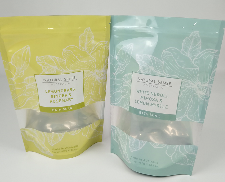 Matte Custom Printed Zipper Plastic Bag Bath Salt Body Scrub Stand Up Pouch