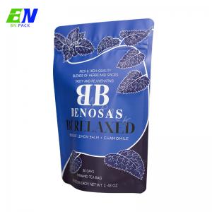 China Custom Printing Aluminum Foil Smell Proof Stand Up Pouch Tea Bag With Zipper on sale