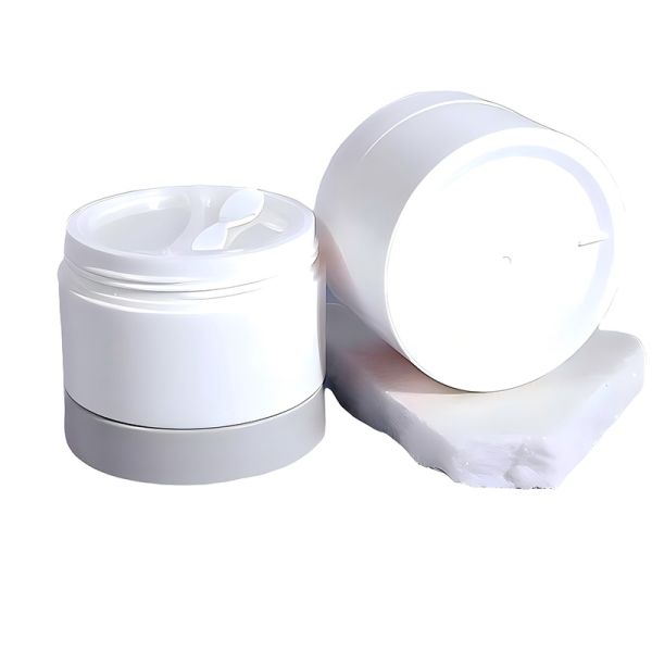 Custom Color 50+50g Matt Surface PP Plastic Double Layer Cylinder Cream Jar With Disc for Cosmetic Packaging
