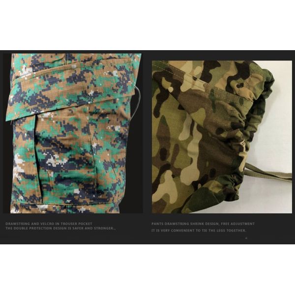Customizable Polyester/Cotton Men's Camouflage Work Training Suit for Outdoor Hiking