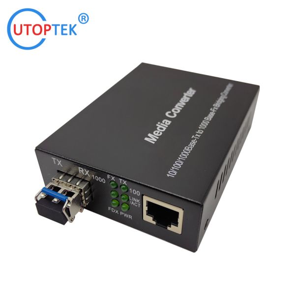 10/100/1000Mbps RJ45 to SFP media converter with DC5V power supply