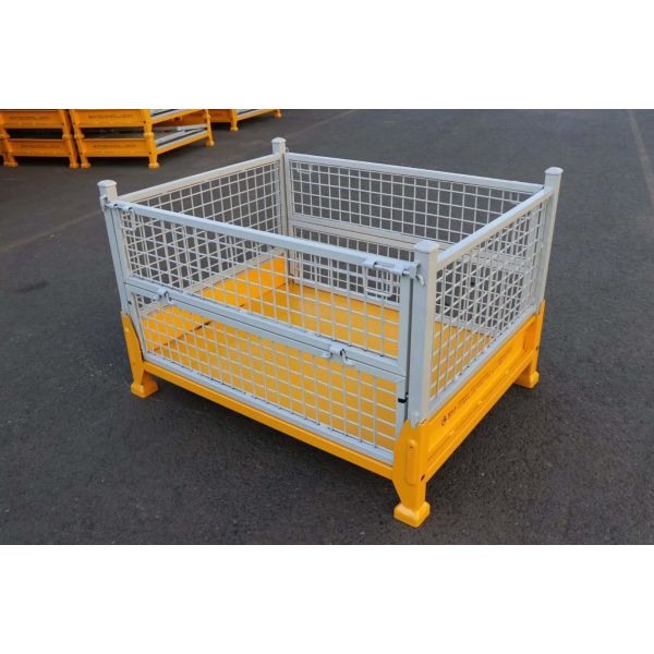 Material Box Warehouse Storage Pallet Box Storage Mesh Bins Customized Powder Coating
