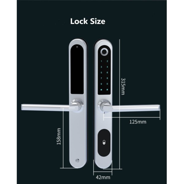 Fingerprint Aluminum Frame Bluetooth APP Door Lock With Code Card