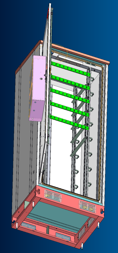 40U Outdoor Telecom Cabinet With Air Conditioner Cooling Stainless Steel Screws And Nuts For Enhanced Corrosion Resistance