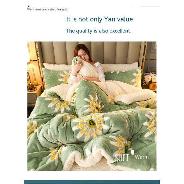 Customized Size Bedding Set Thickened Warm Lamb Fleece Quilt with 100% Polyester Fabric