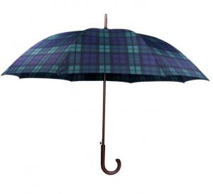 Best 103cm 190T Pongee Gingham Wooden J Stick Umbrella wholesale