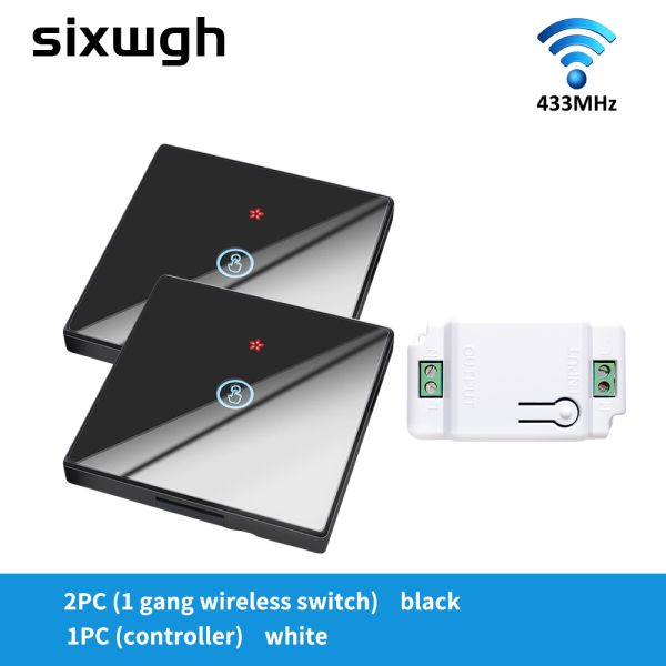 Wireless Touch Wall Switches Sets RF433 1gang Luxury Glass Panel Remote Control Switch