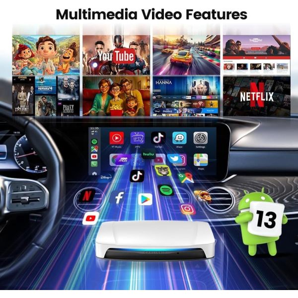 Android 13.0 Wireless Adapter CarPlay Multimedia Video Box CPC200-TBox UHD SDM660 8G 128Gb
