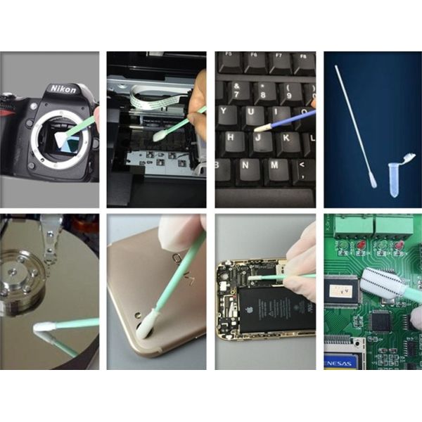 Rectangle Square Pointy Foam Tip Swabs For Printer Electronics Cleaning