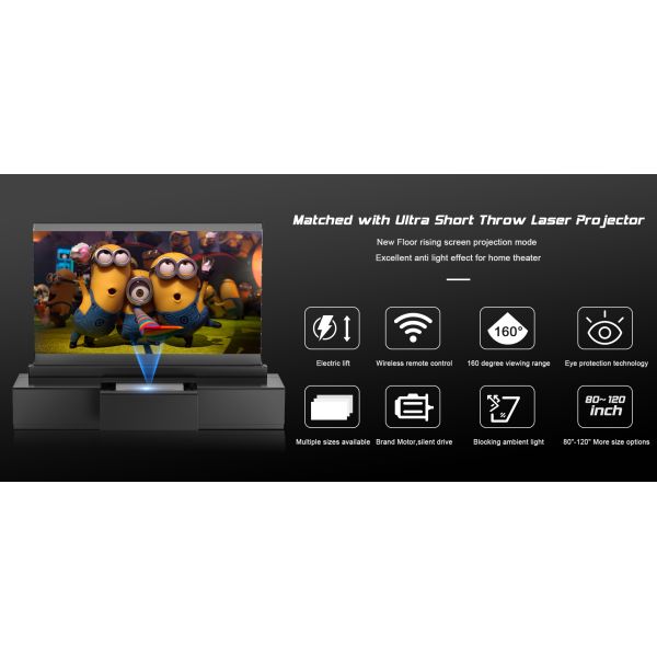 Motorized Tension Floor Rising Screen PVC UST Alr Projector Screen